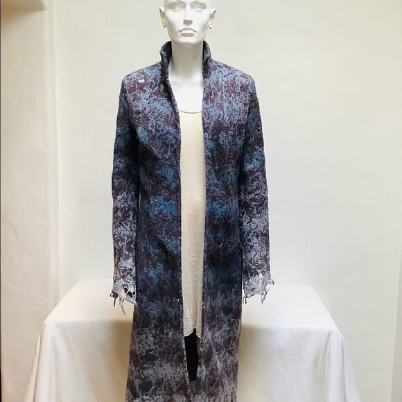 LOTTA STENSSON HANDMADE ARTIST WOVEN FULL LENGHT COAT  VINTAGE EUC MEDIUM - Picture 11 of 13